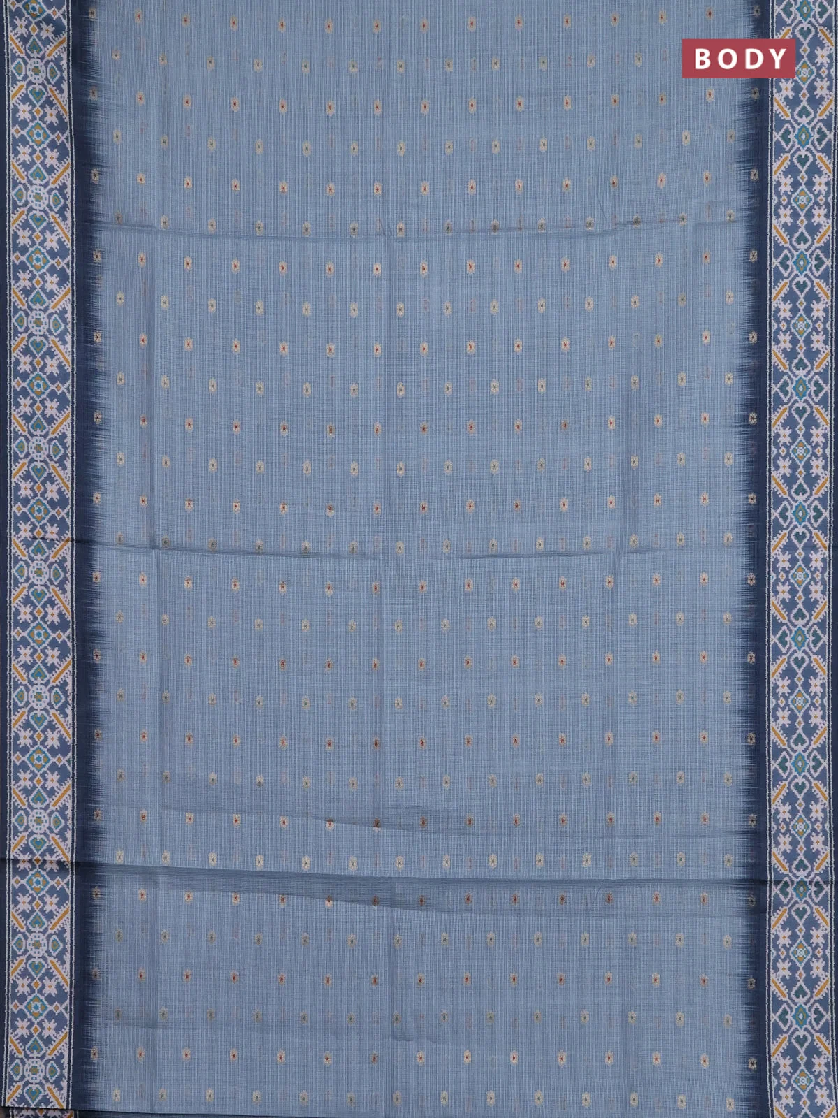 Pastel Blue and Grey Art Kota Cotton Ikat Printed Saree